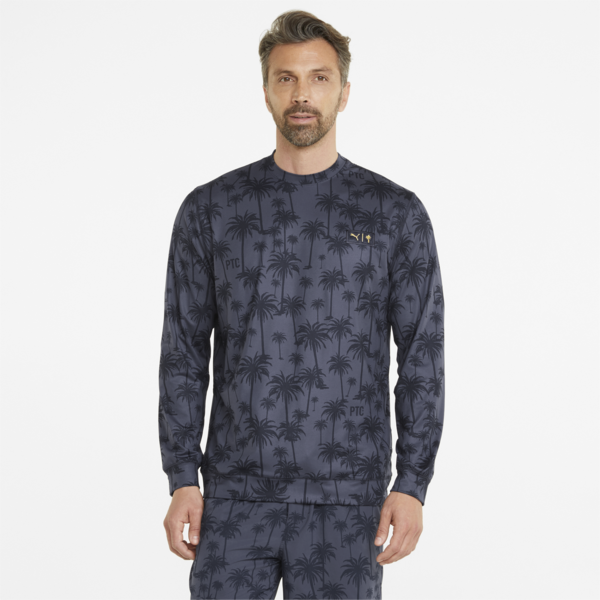 PUMA x Palm Tree Crew Lightweight Crew Neck Golf Sweatshirt Men, Navy Blazer, large-ZAF