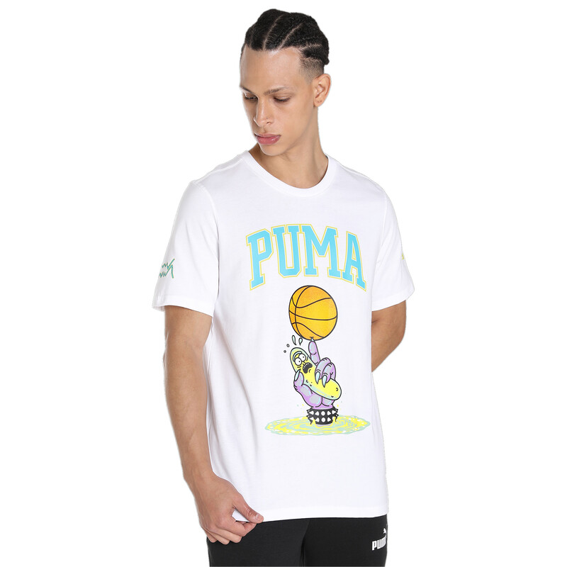 

Men's PUMA X Rick And Morty Pickle Rick Basketball T-Shirt, White