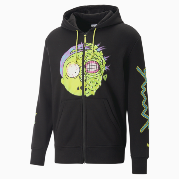 PUMA x RICK AND MORTY Full-Zip Basketball Hoodie Men, PUMA Black, large-ZAF