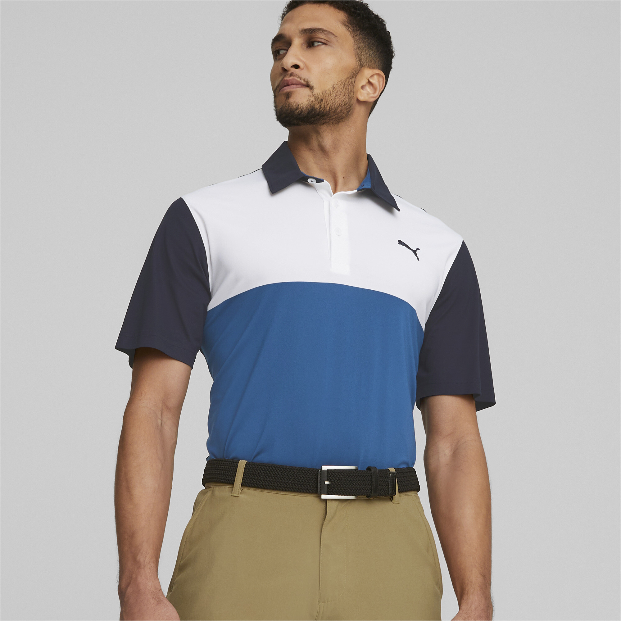 Men's Puma Cloudspun Colourblock Golf Polo Shirt T-Shirt, Blue T-Shirt, Size XL T-Shirt, Clothing