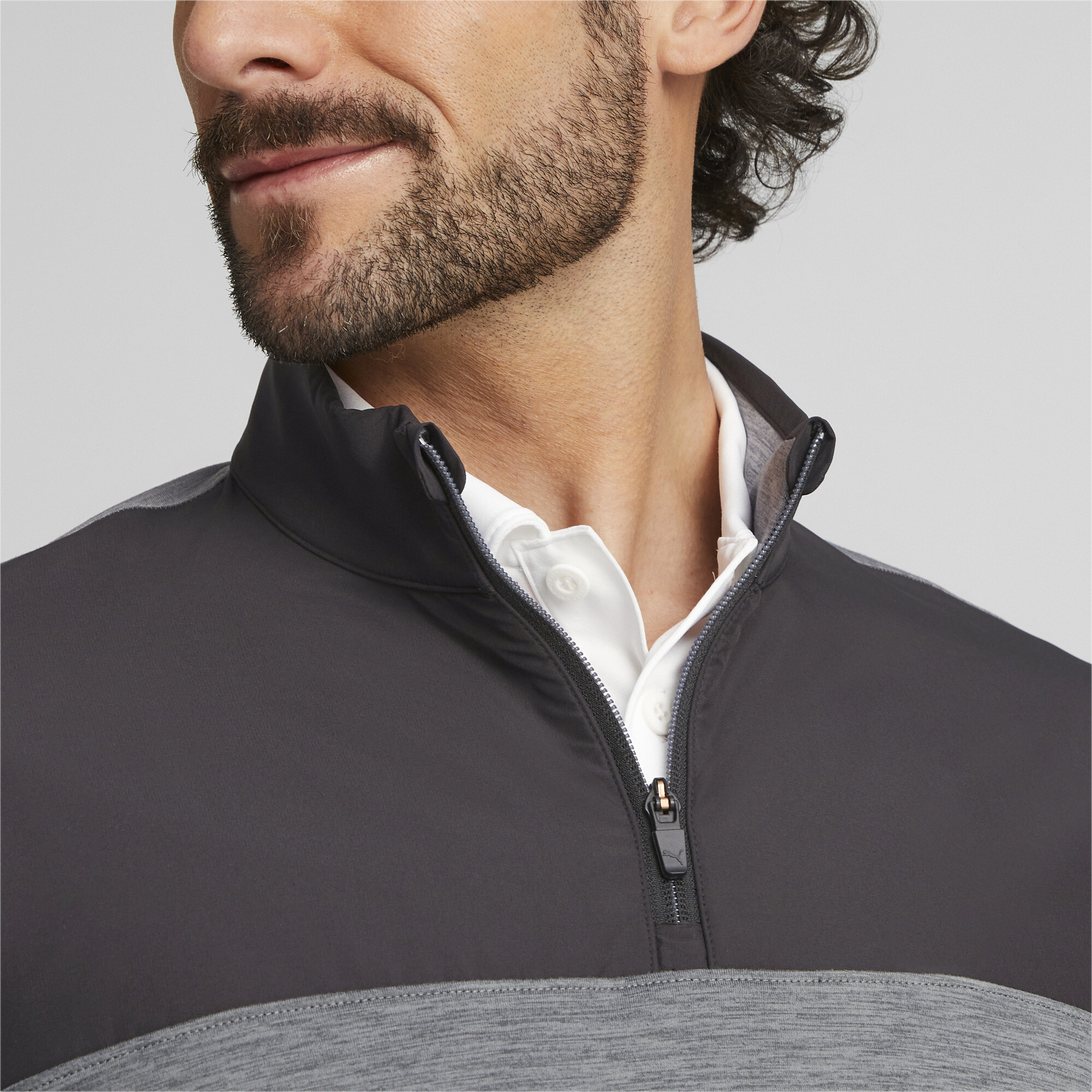 Men's Puma Cloudspun Colourblock Quarter-Zip Golf Sweatshirt Top, Black Top, Size S Top, Sport