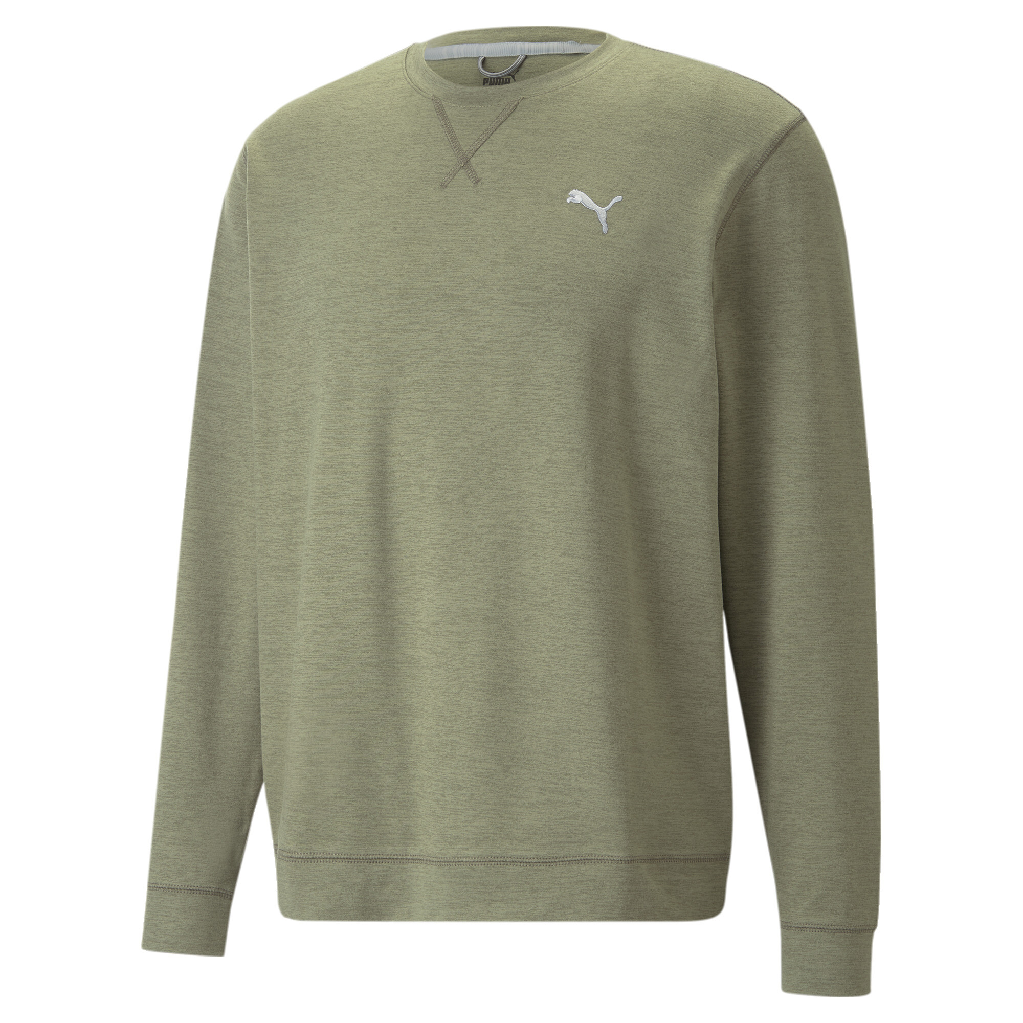 Men's Puma Cloudspun Heather Crewneck Golf Sweatshirt, Green, Size 3XL, Clothing
