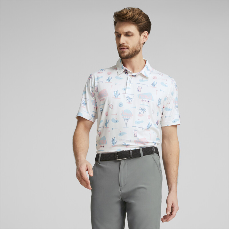 

Men's PUMA AP Cloudspun Palmer's Polo, White/pink