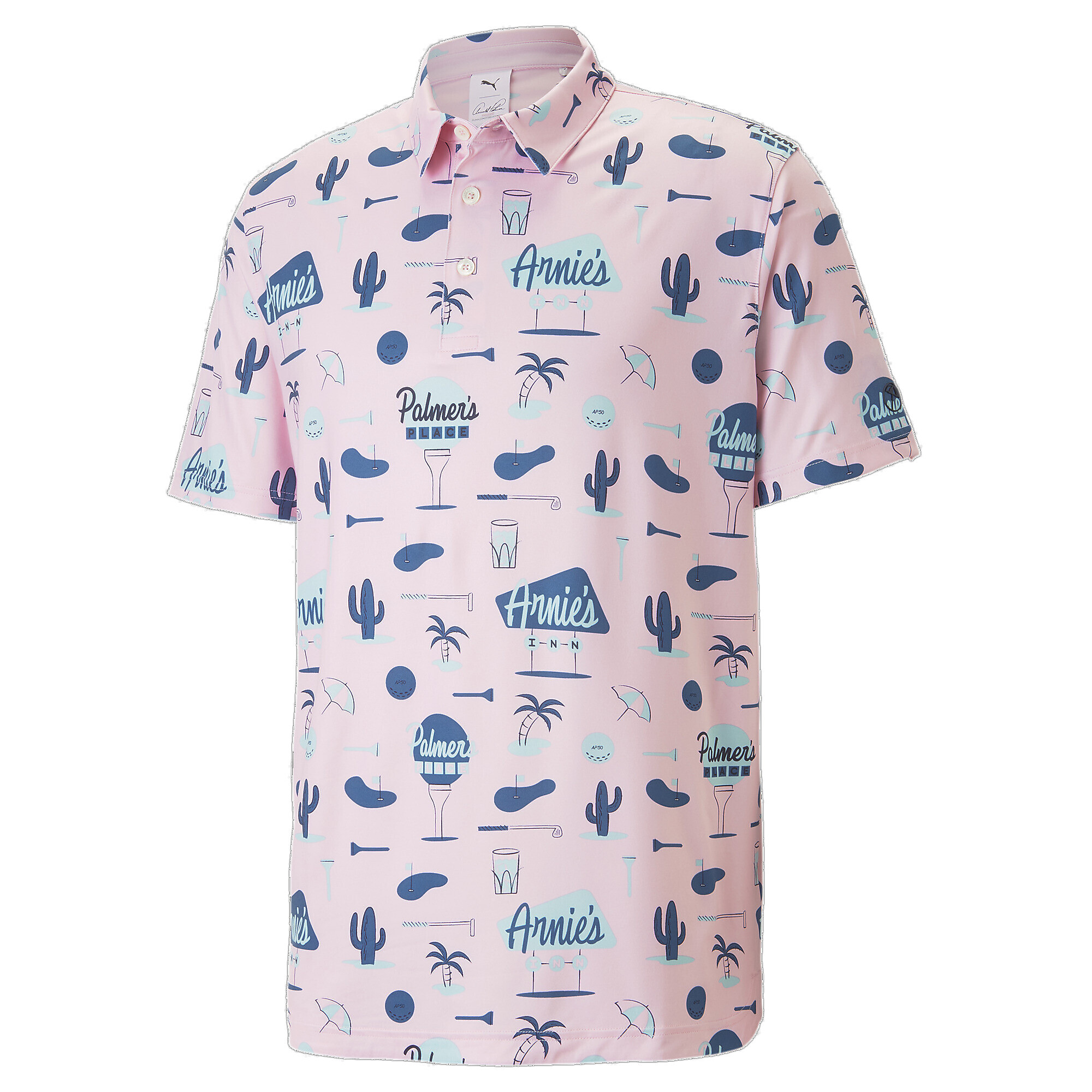 プーマ メンズ ゴルフ PUMA × ARNOLD PALMER プレイス ポロシャツ メンズ Pale Pink-Lake Blue ｜PUMA.comの画像