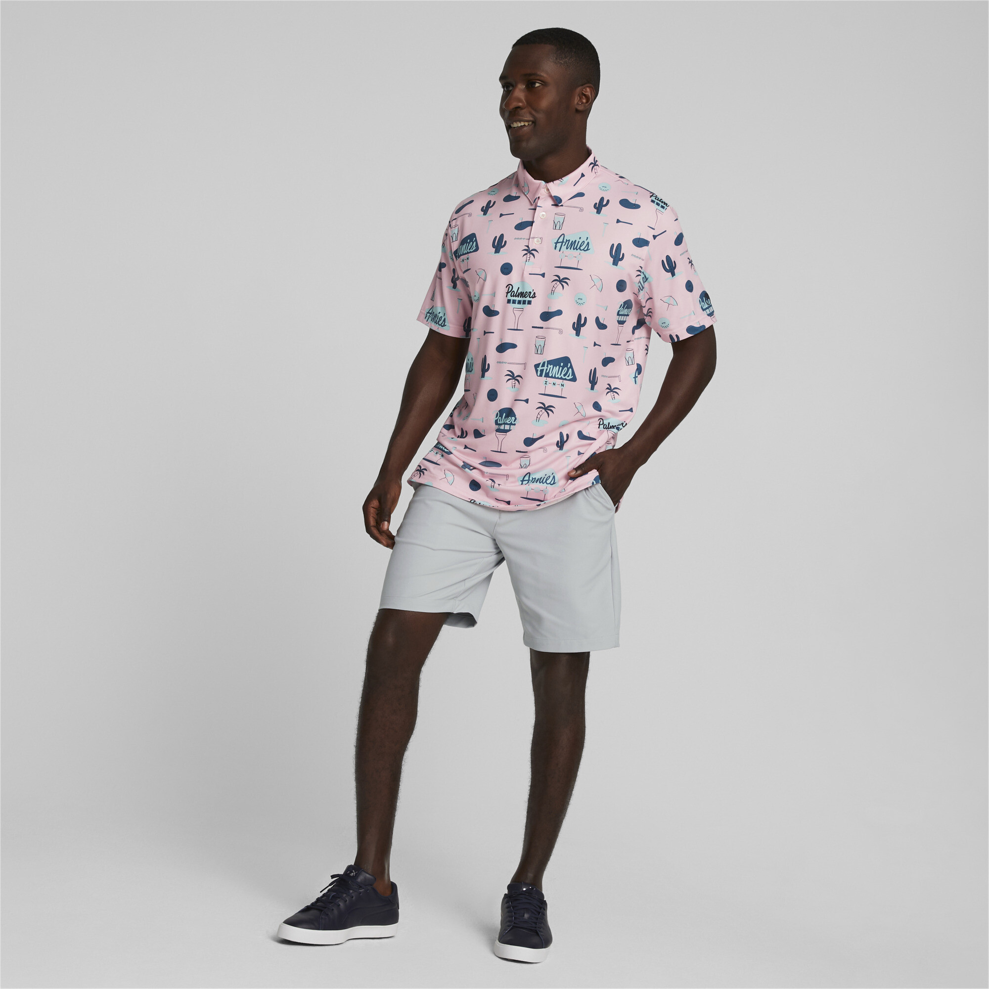 Men's Puma X Arnold Palmer CLOUDSPUN Golf Polo Shirt T-Shirt, Pink T-Shirt, Size M T-Shirt, Clothing