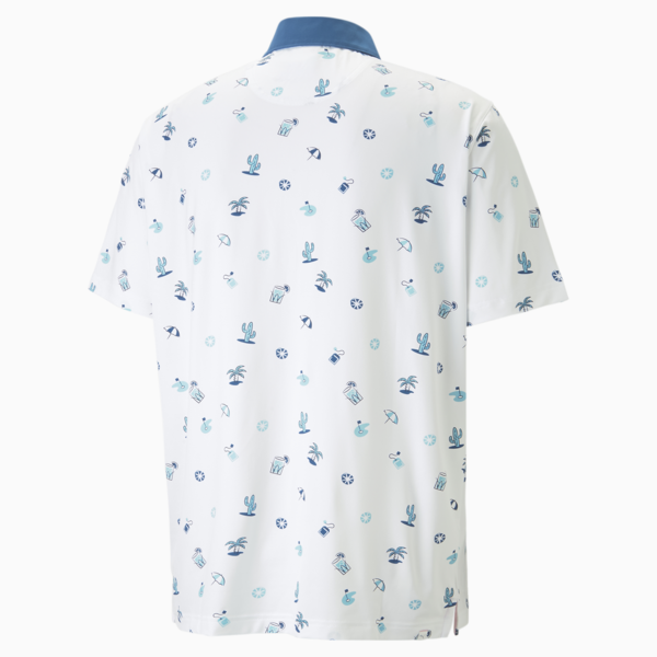 PUMA x Arnold Palmer Mattr Dunes Golf Polo Shirt Men, Bright White-Lake Blue, large-ZAF