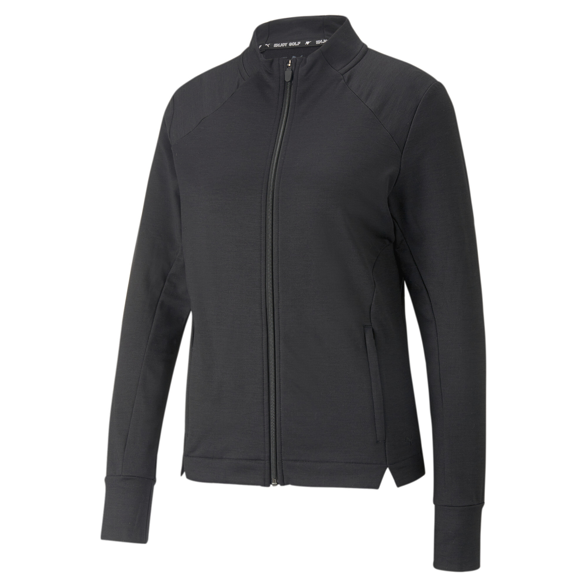 Women's Puma Heather Full-Zip Golf Jacket, Black, Size S, Clothing