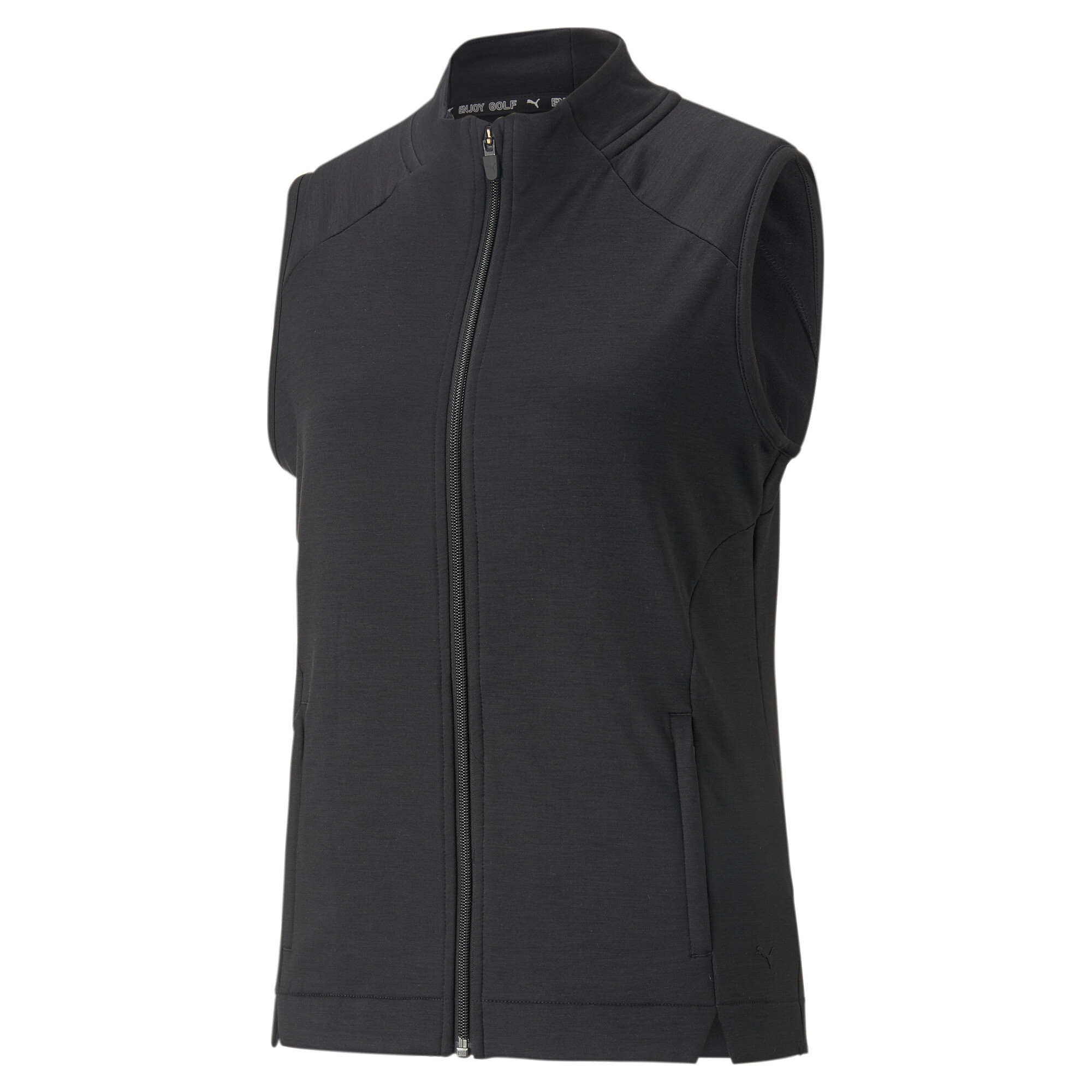 Women's Puma Heather Full-Zip Golf Vest, Black, Size S, Clothing