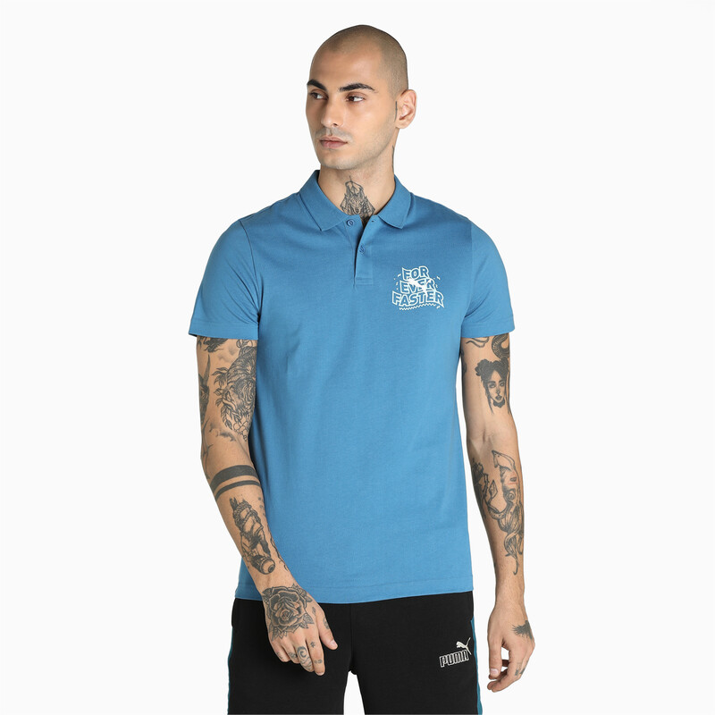 

Men's PUMA X1DER Graphic Slim Fit Polo, Black/blue