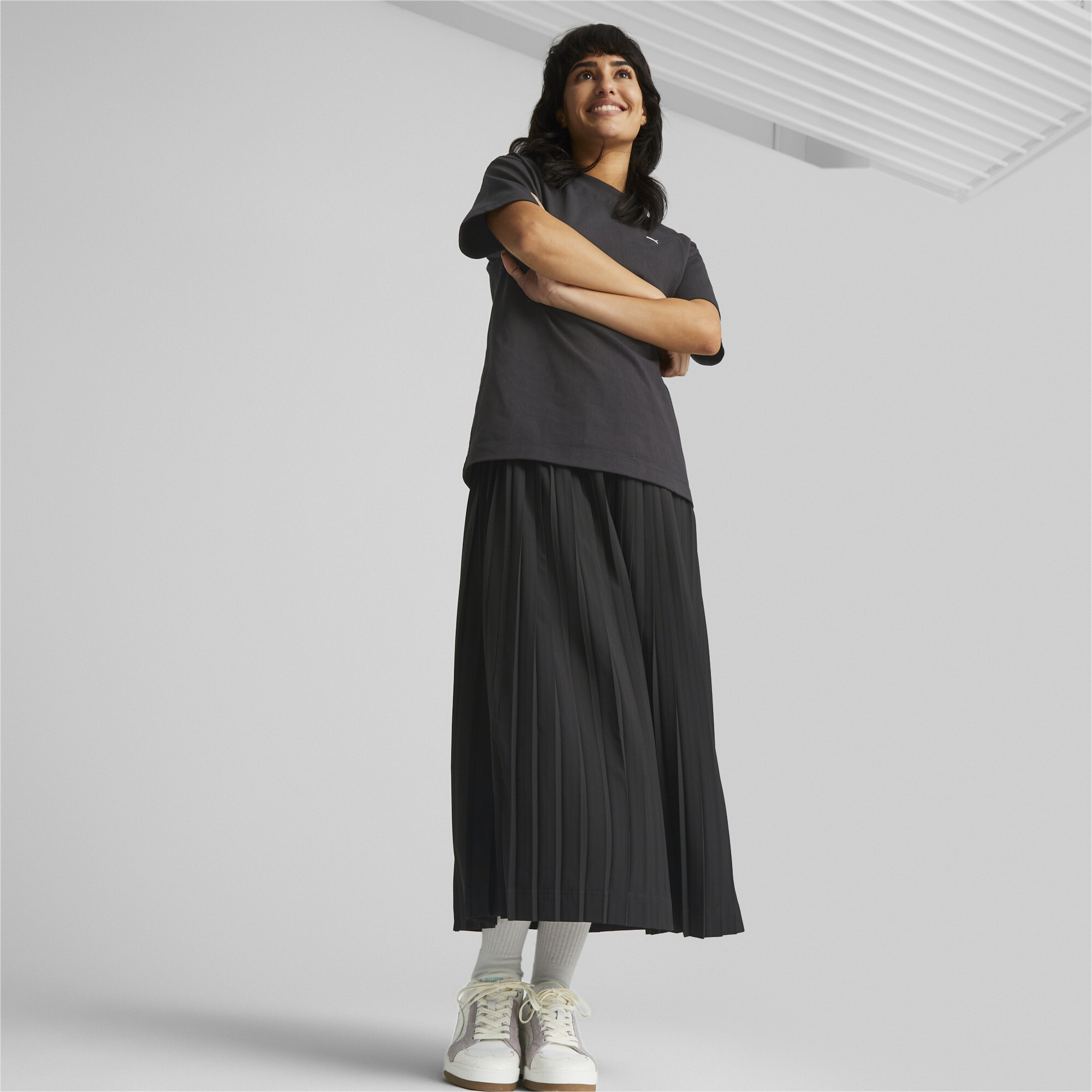 Women's PUMA SUNPÅ Plissee Skirt Women In Black, Size XL