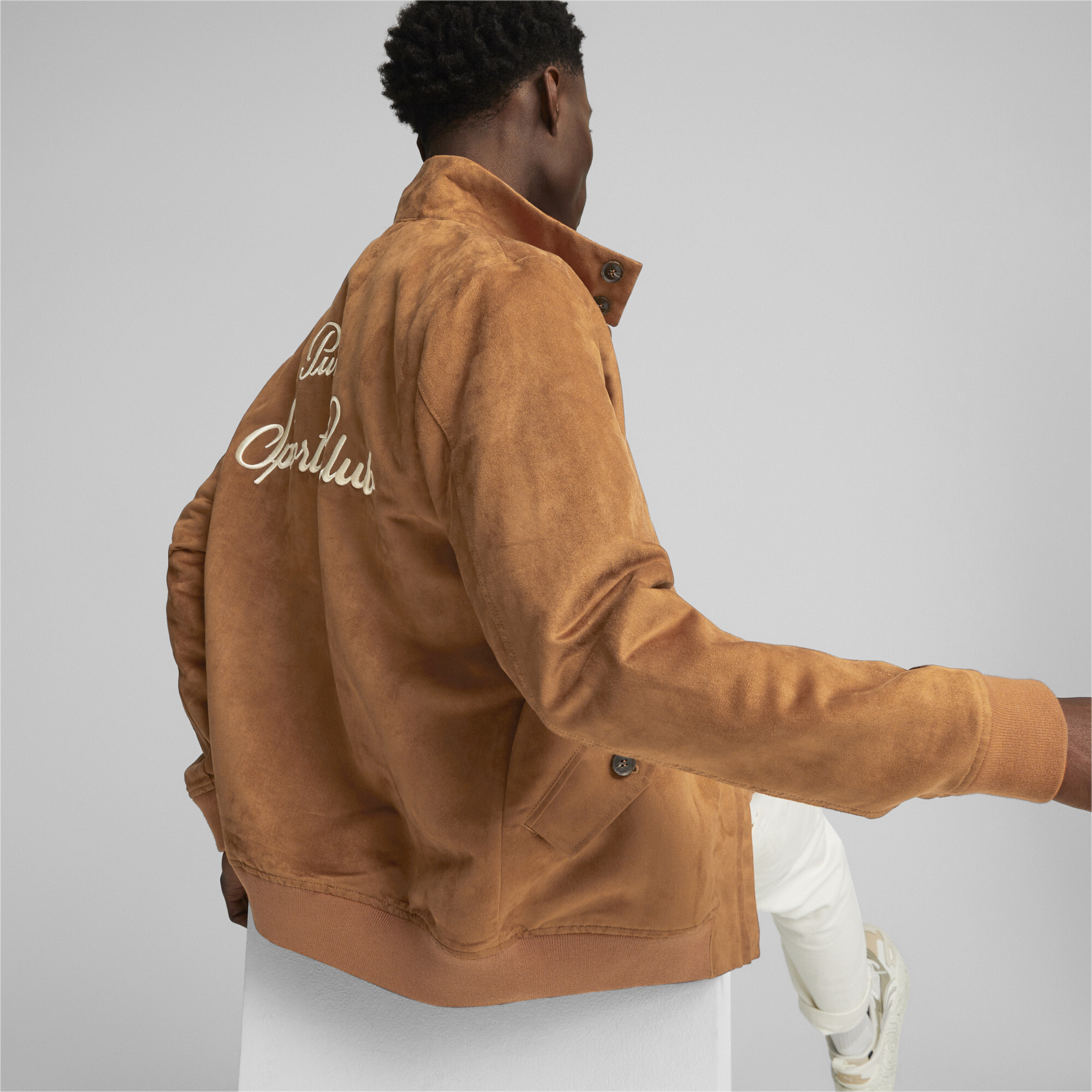 Men's PUMA MMQ Harrington Jacket In Brown, Size Large