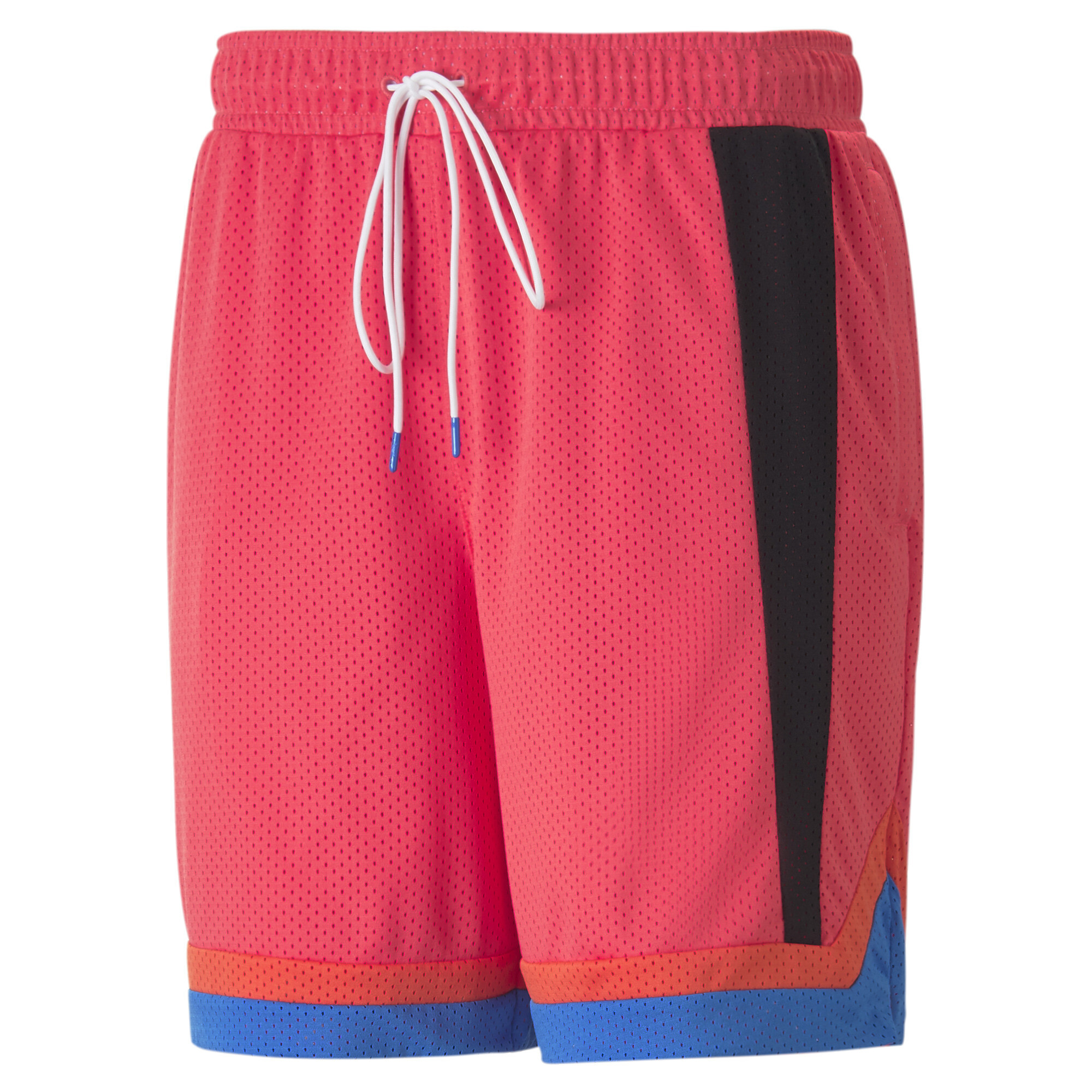 Men's PUMA Melo One Stripe Basketball Shorts Men In 110 - Orange, Size Large