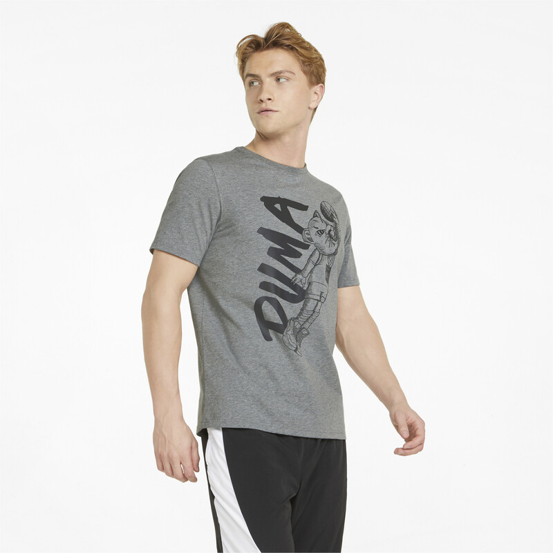 Men's PUMA Dylan Short Sleeves Crew Neck T-shirt in Black/Gray size S
