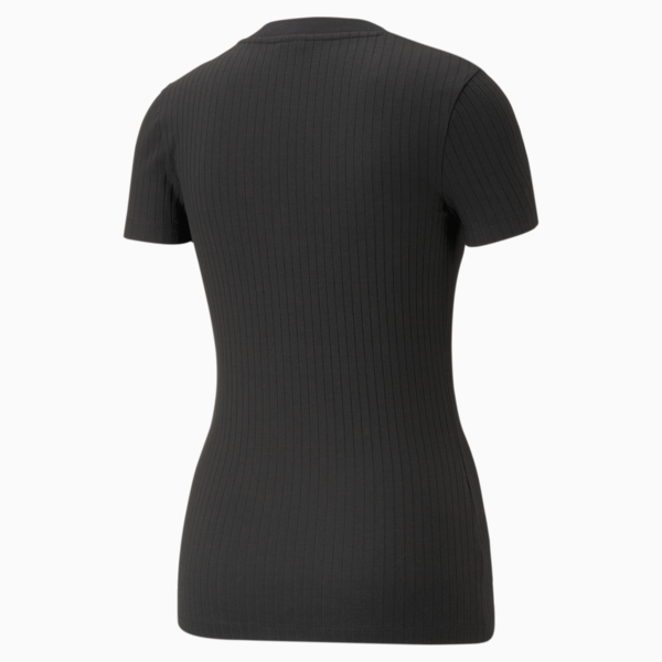 Classics Ribbed V-Neck Tee Women, PUMA Black, large-ZAF