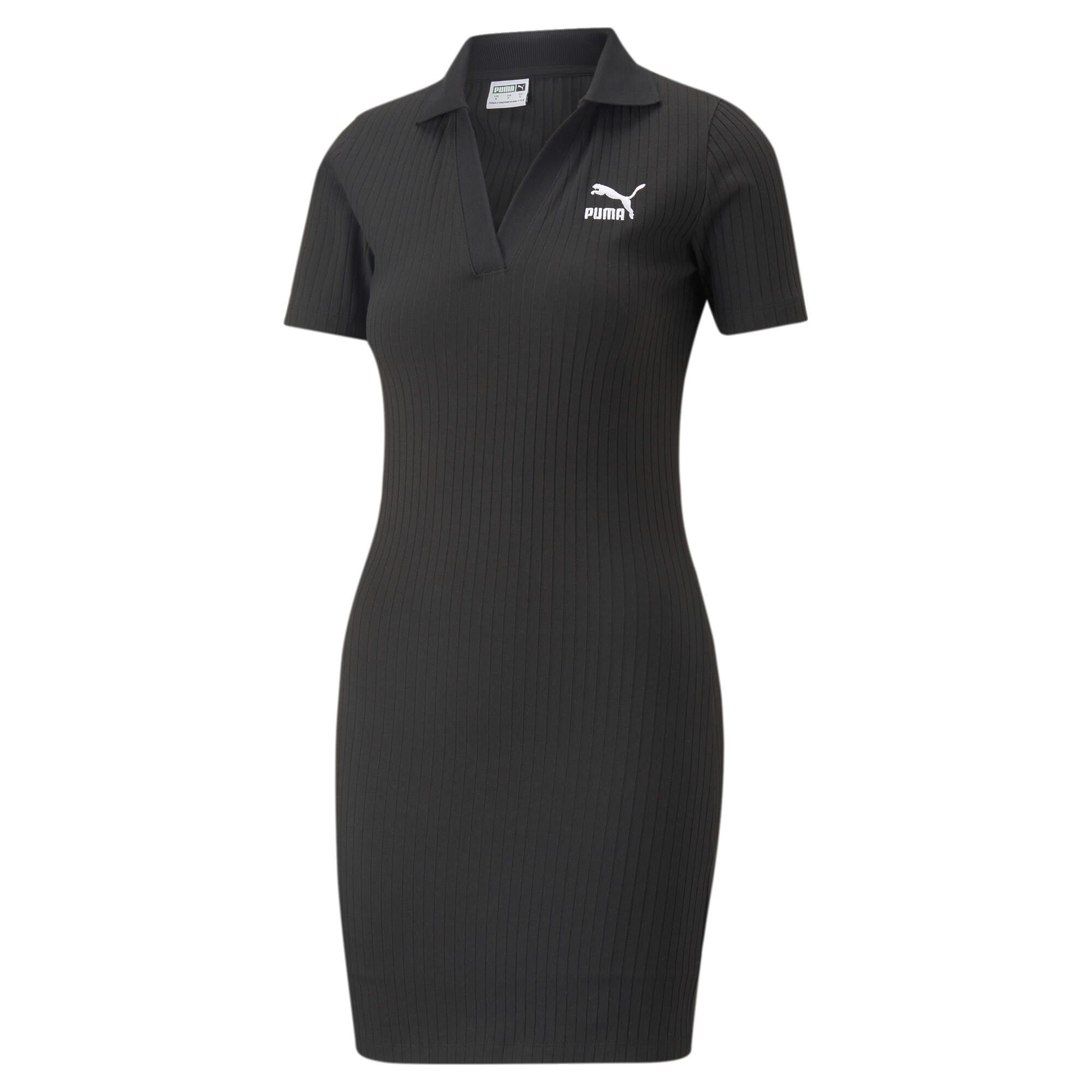 Women's Puma Classics Ribbed Dress, Black, Size XL, Clothing