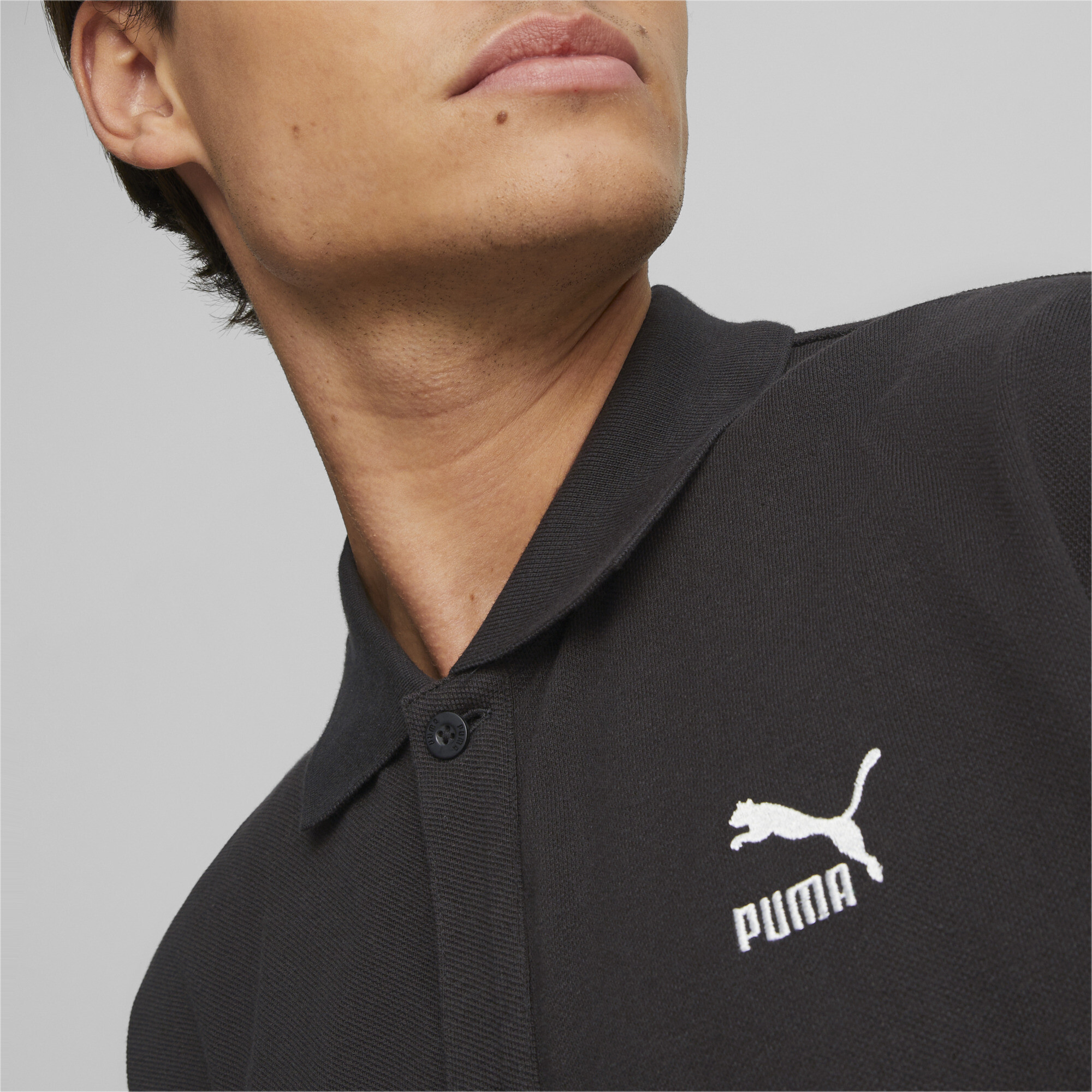 Men's PUMA Classics Pique Shirt Men In Black, Size XS