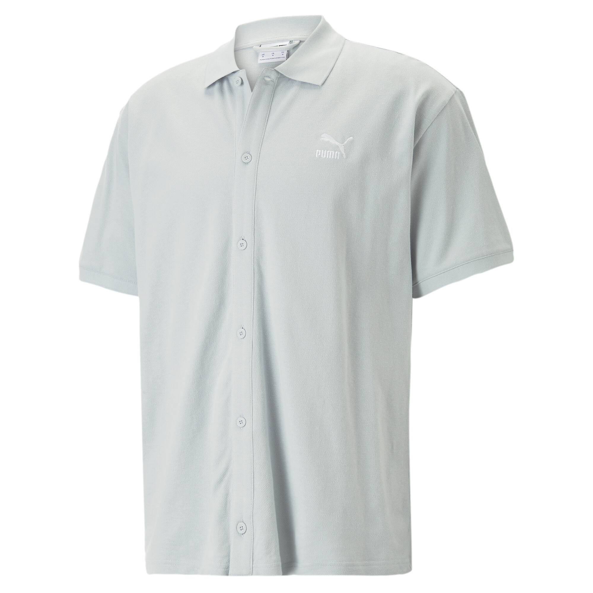 Men's PUMA Classics Pique Shirt Men In 30 - Gray, Size XS