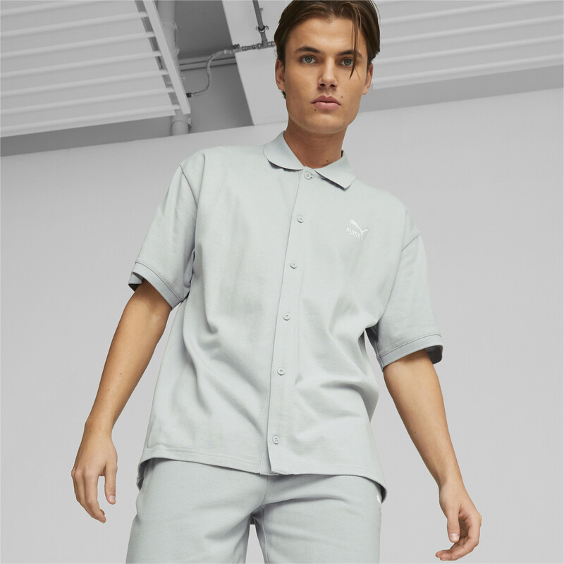 Men's PUMA CLASSICS Pique Relaxed Fit Shirt, Gray