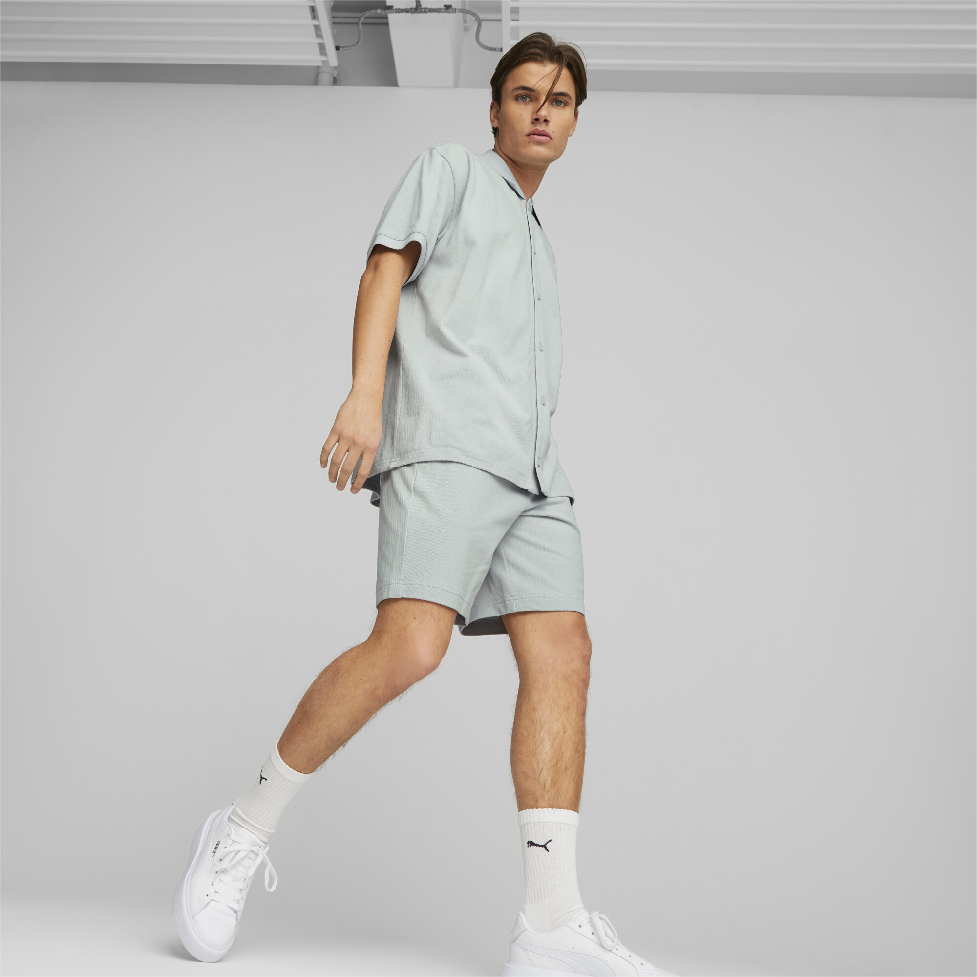 Men's PUMA Classics Pique Shirt Men In 30 - Gray, Size XS