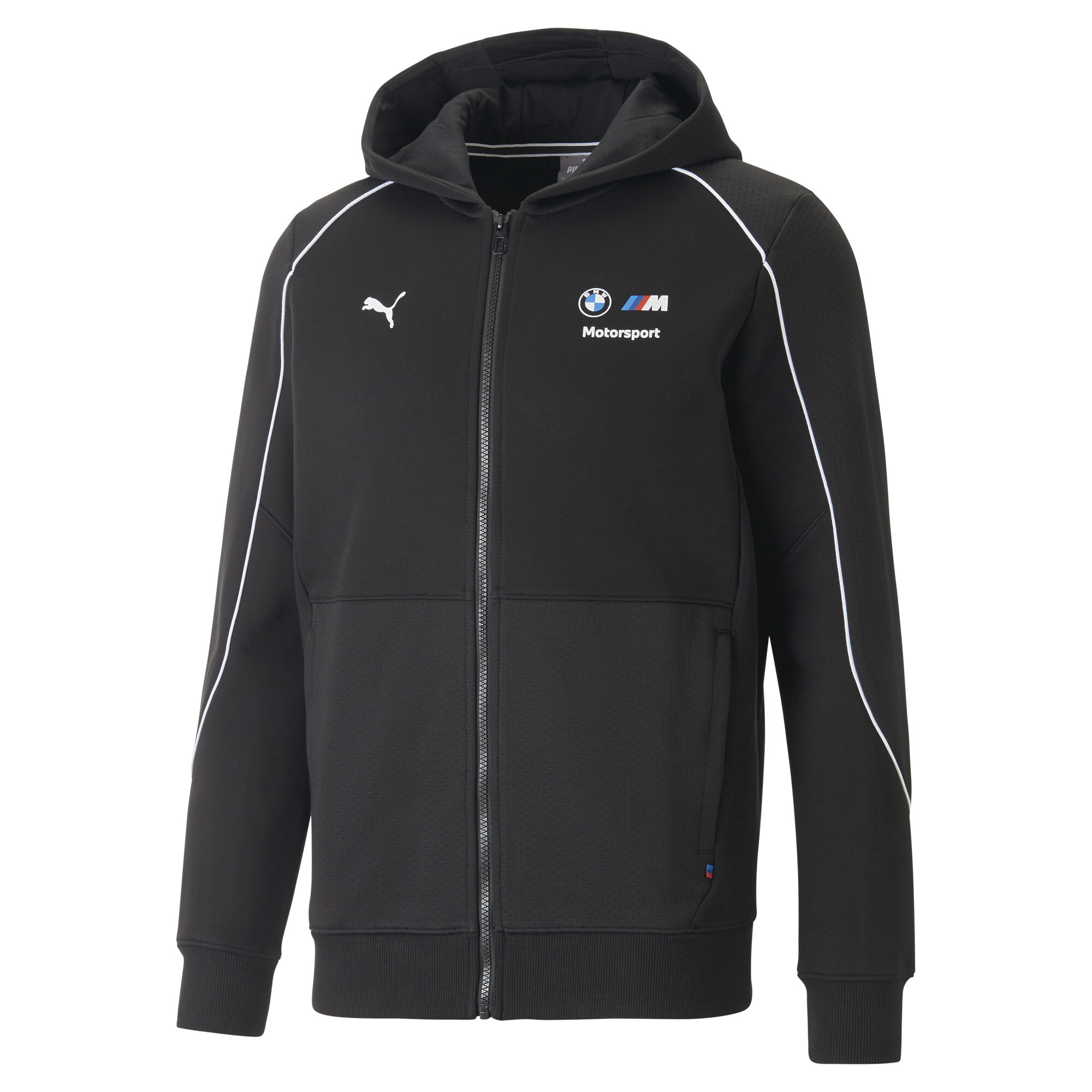 Men's PUMA BMW M Motorsport Hooded Sweat Jacket Men In Black, Size 2XL, Cotton