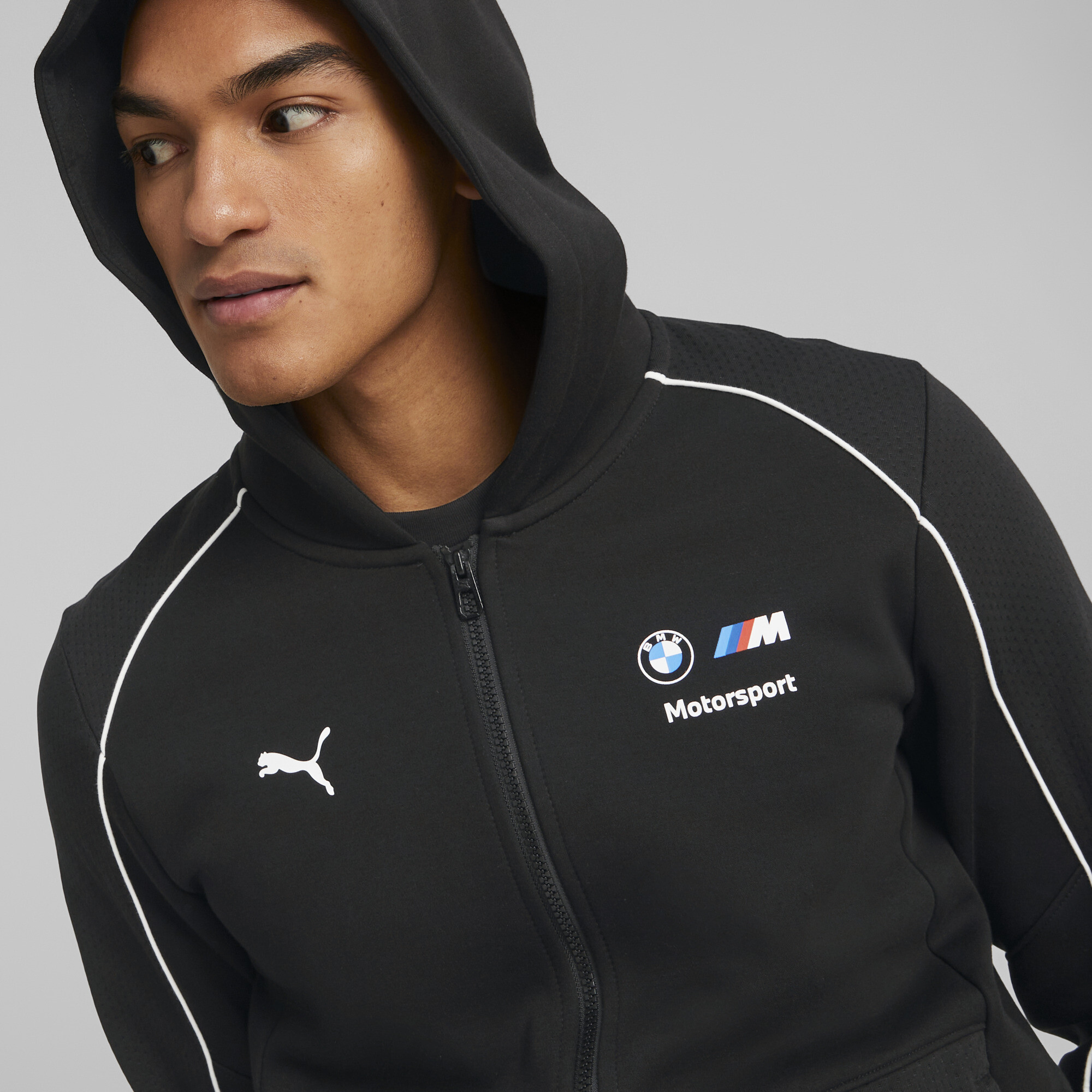 Men's PUMA BMW M Motorsport Hooded Sweat Jacket Men In Black, Size 2XL, Cotton