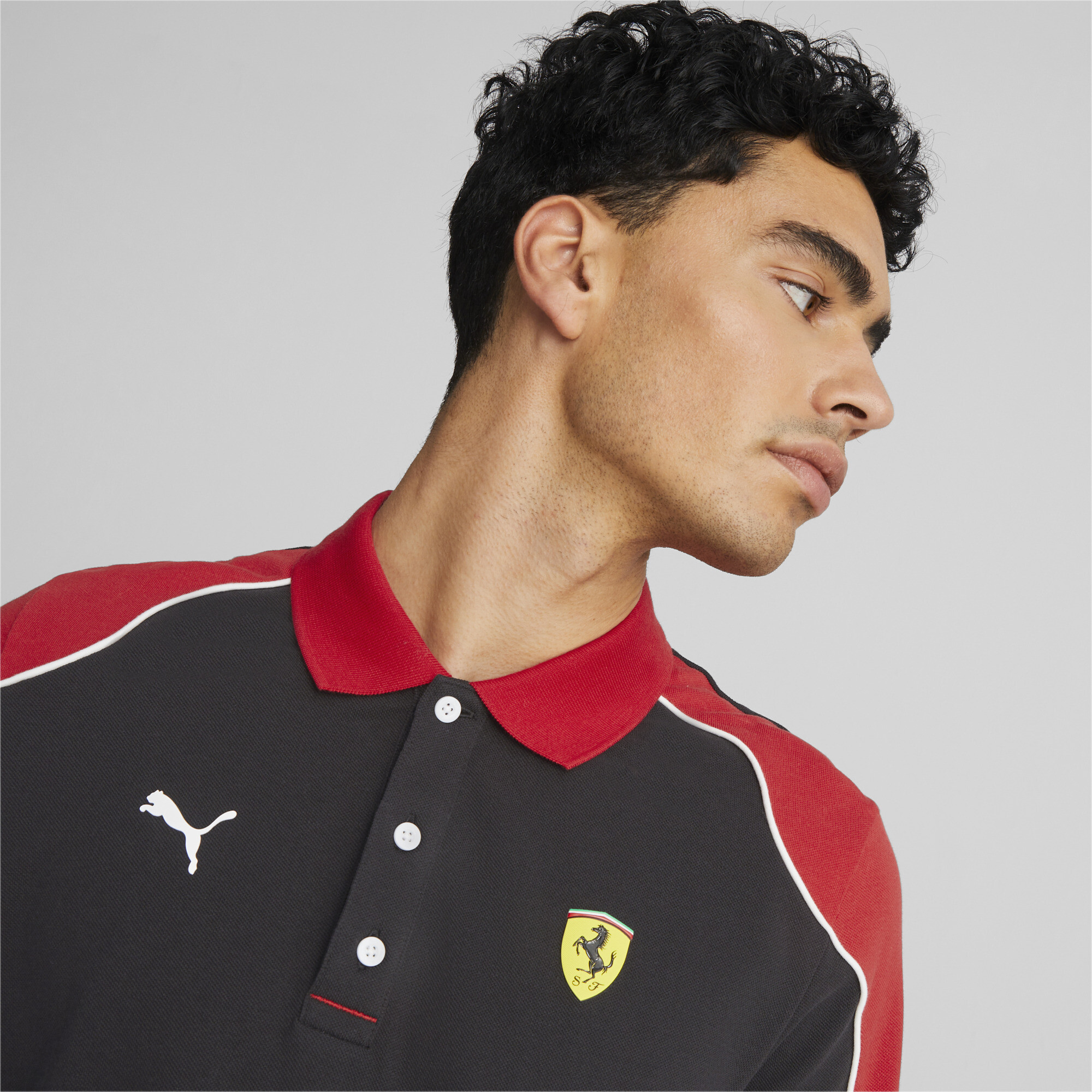 قميص بولو للرجال Scuderia Ferrari اسود
