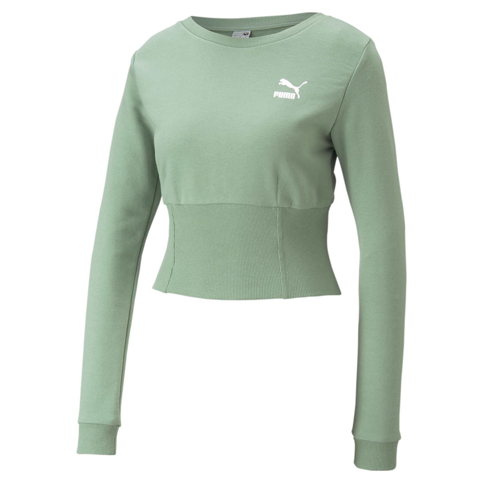 Women's Puma X PAMELA REIF Classics Crewneck Sweatshirt, Green, Size XL, Clothing