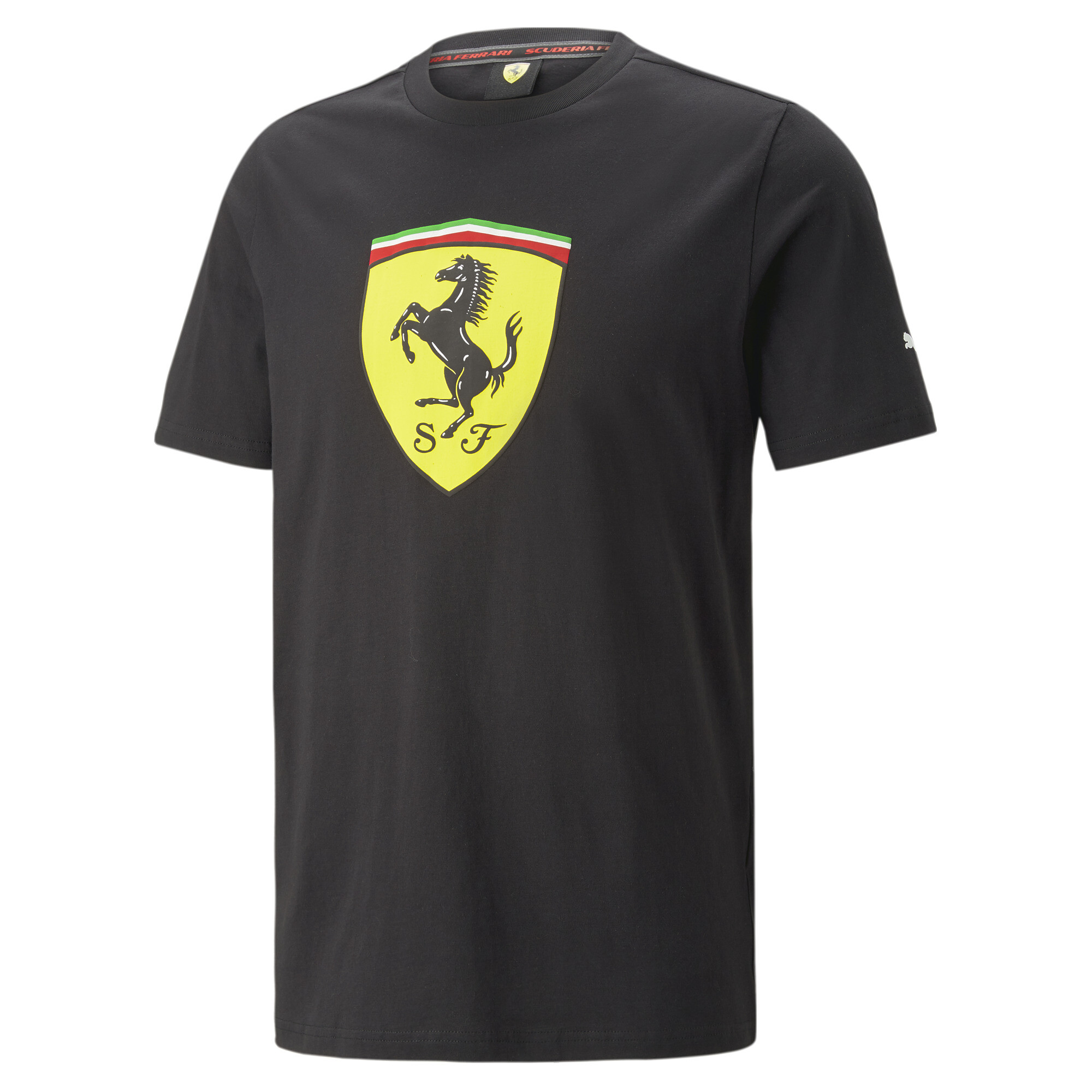 Men's PUMA Scuderia Ferrari Big Shield T-Shirt Men In Black, Size XL, Cotton