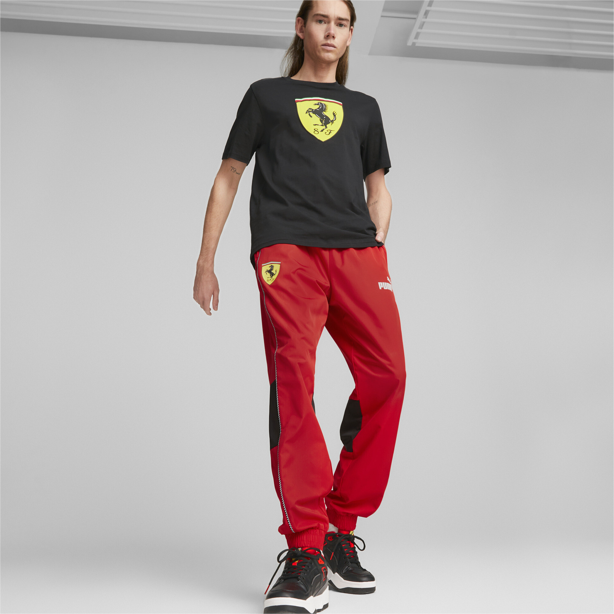 Men's Puma Scuderia Ferrari Big Shield T-Shirt, Black, Size XL, Clothing