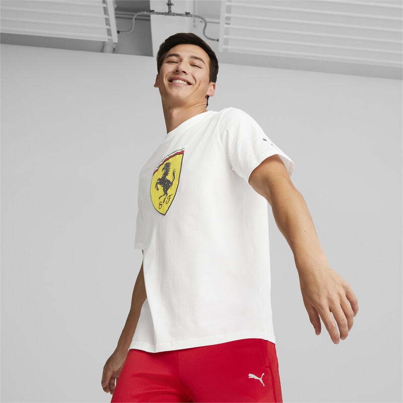 Men s PUMA Ferrari Race Big Shield Regular Fit T Shirt in White size S