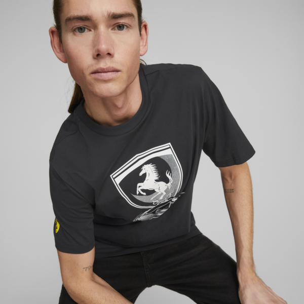 Scuderia Ferrari Race Big Shield Tonal Tee Men, PUMA Black, large-ZAF