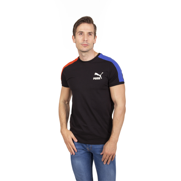 Remera deportiva para hombre T7 Iconic, PUMA Black-Royal Sapphire, large-ARG