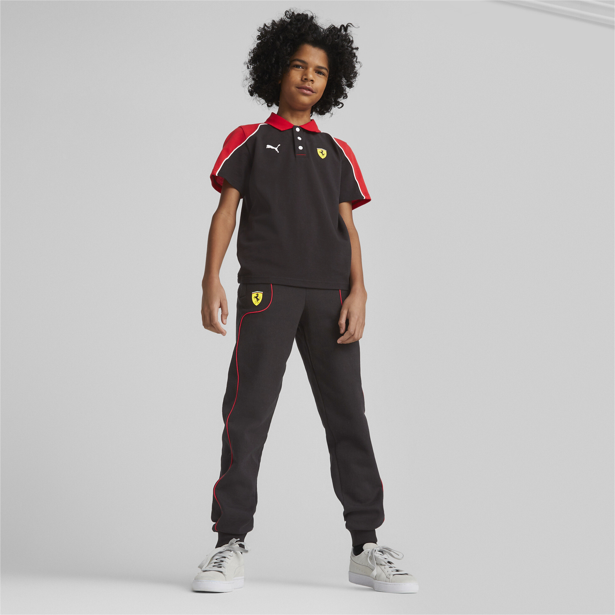 PUMA Scuderia Ferrari Polo Shirt In 10 - Black, Size 13-14 Youth
