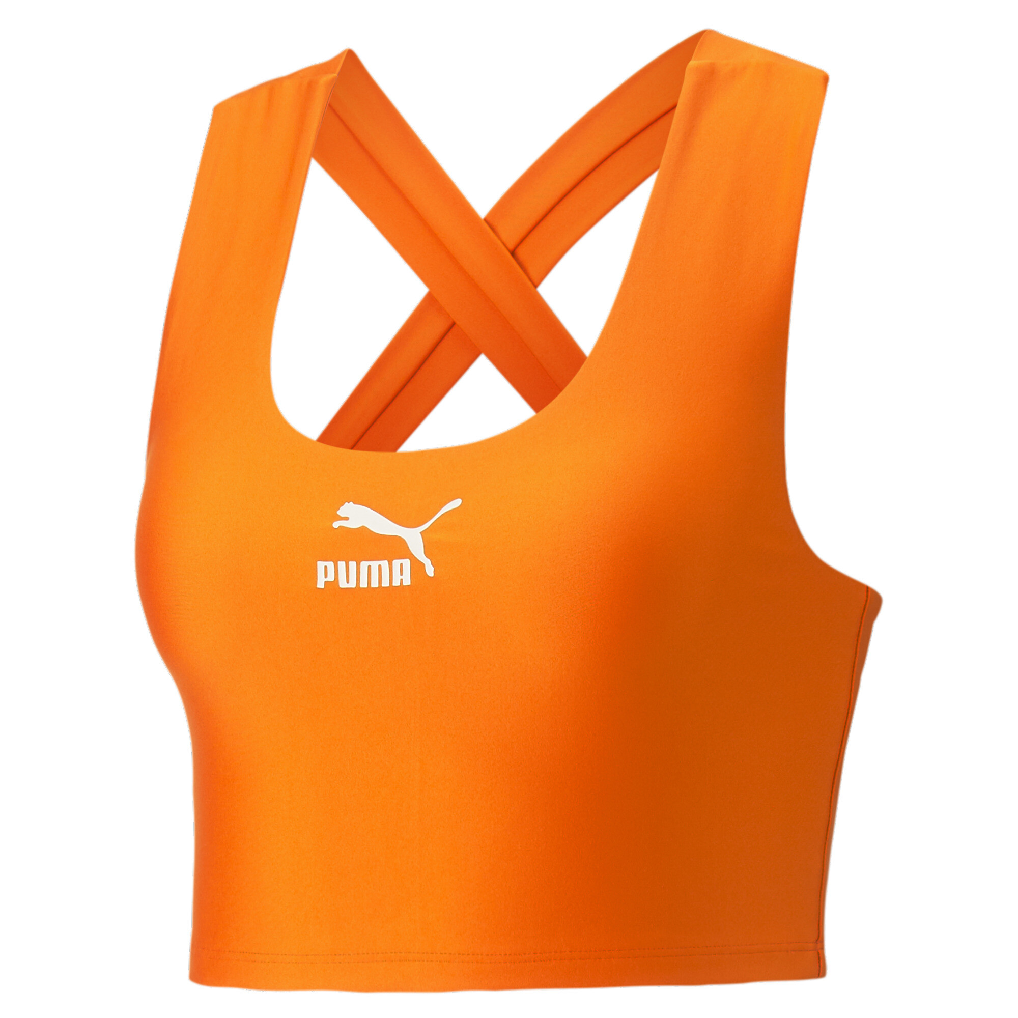 Women's Puma T7 Crop Top, Orange, Size XS, Clothing