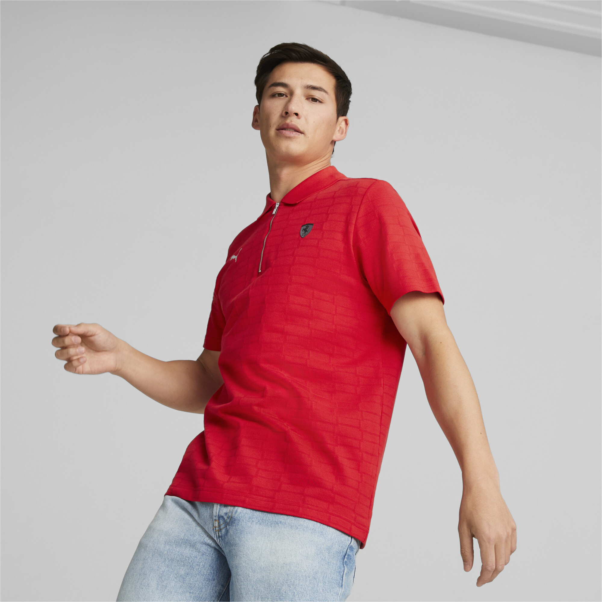 Puma red polo on sale shirt