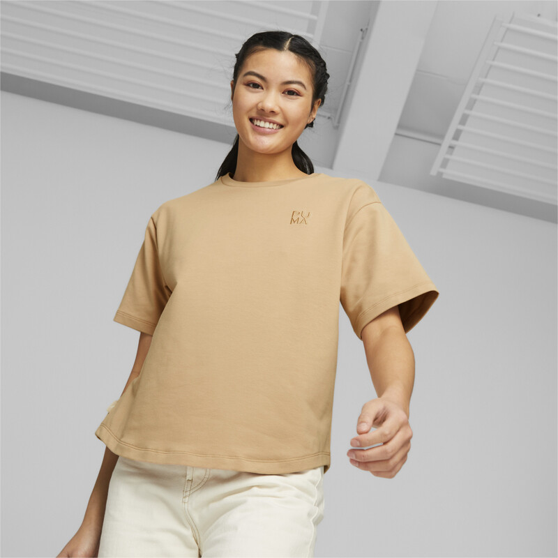 Women s PUMA INFUSE Relaxed Fit T Shirt in Dusty Tan size L