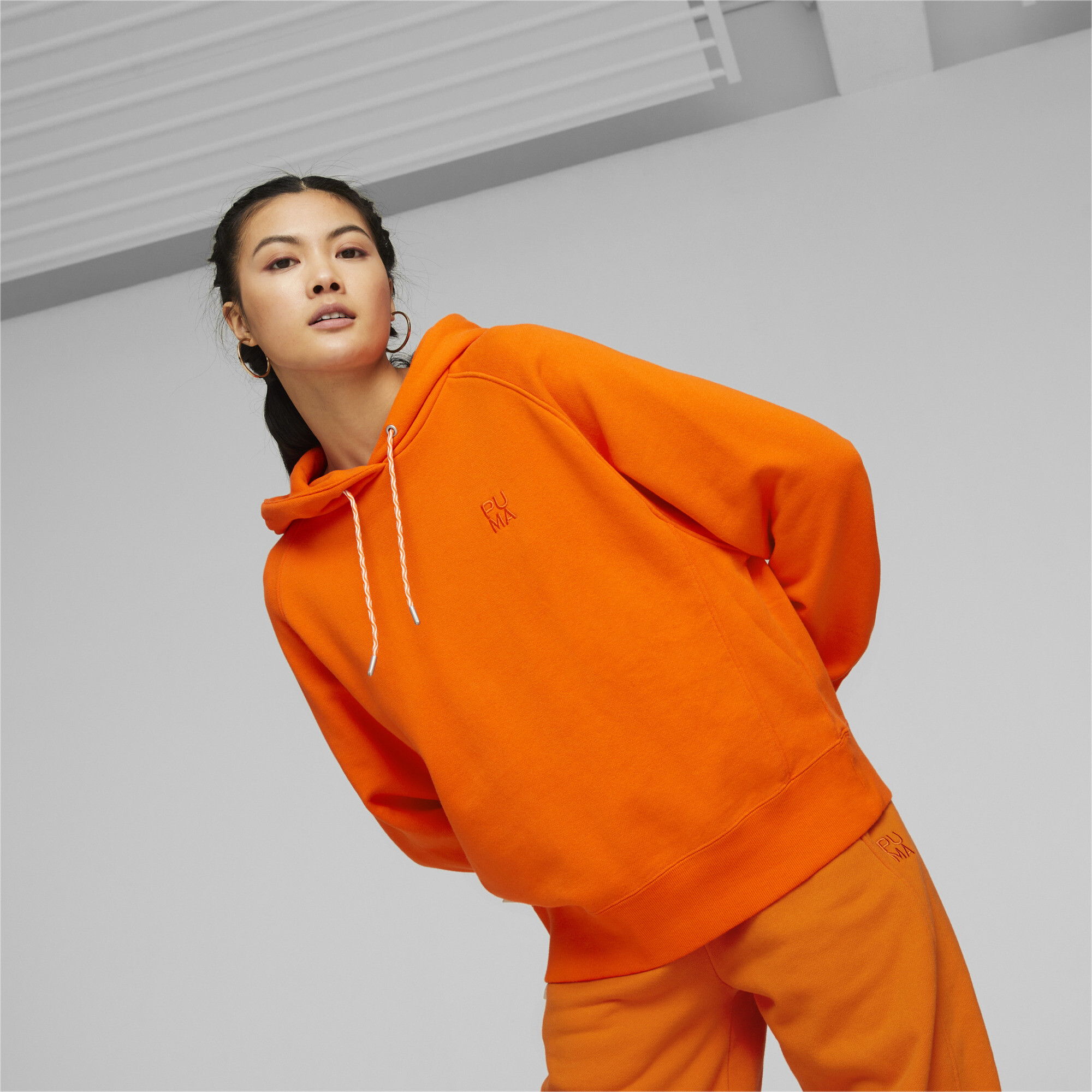 Women's Puma Infuse Hoodie, Orange, Size L, Clothing