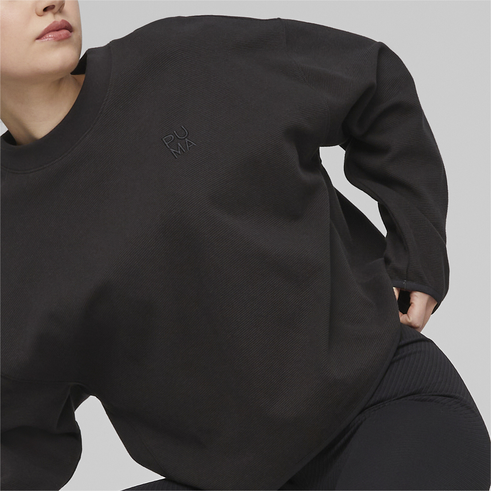 Women's PUMA Infuse Mock Neck Sweatshirt Women In Black, Size Medium