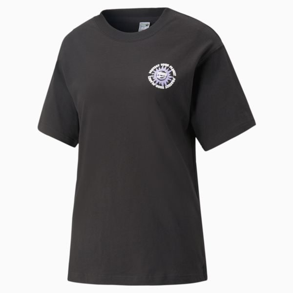 Remera gráfica holgada Downtown para mujer, PUMA Black, large-ARG