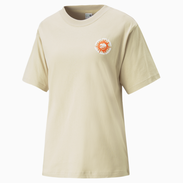 Remera gráfica holgada Downtown para mujer, Granola, large-ARG