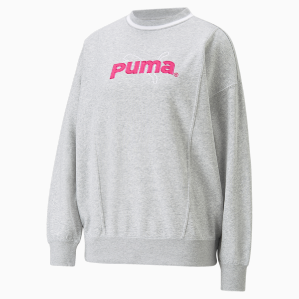 Buzo de cuello perkins PUMA TEAM para mujer, Light Gray Heather, large-ARG