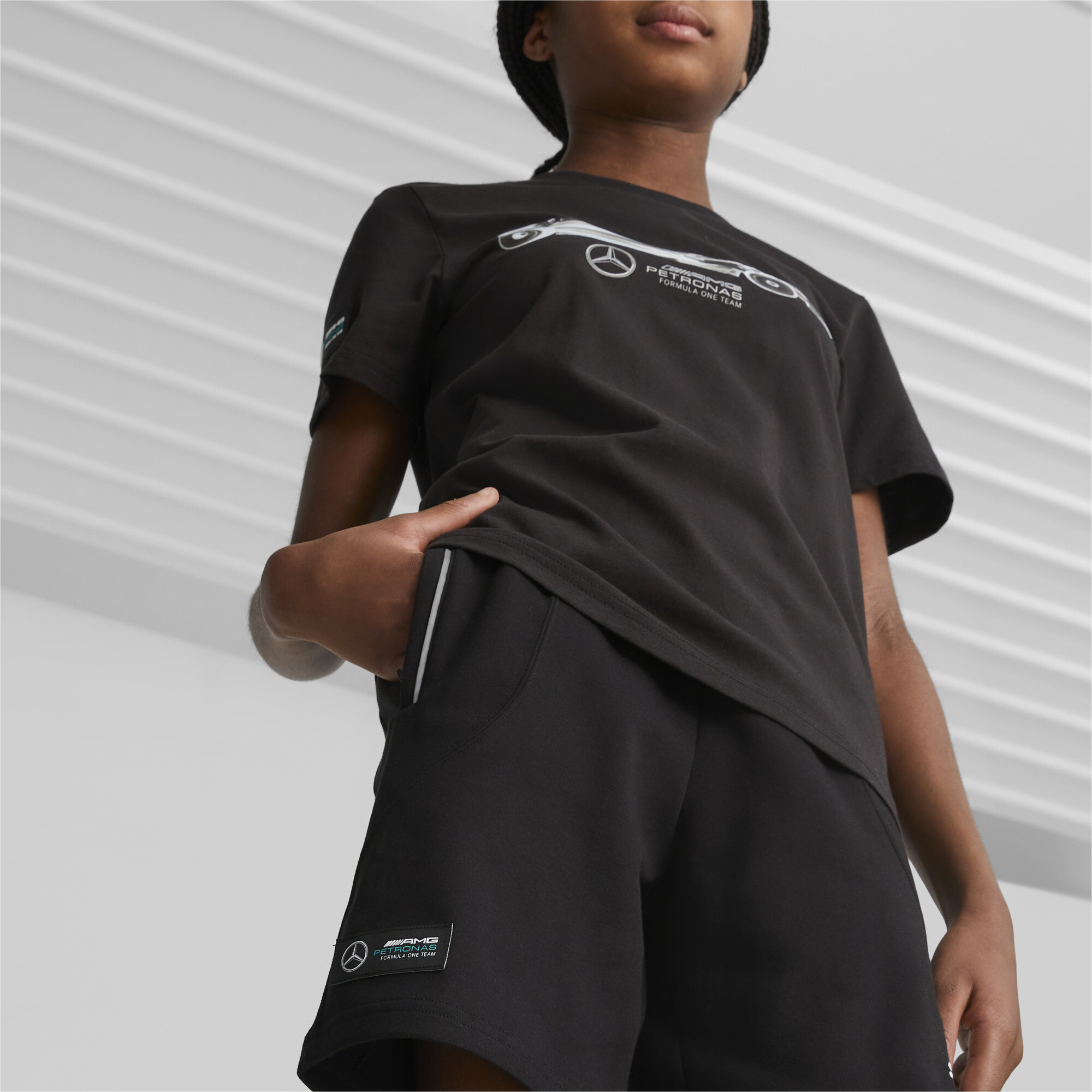 Puma Mercedes-AMG Petronas Motorsport Formula 1Â® Sweat Shorts Kids, Black, Size 13-14Y, Clothing