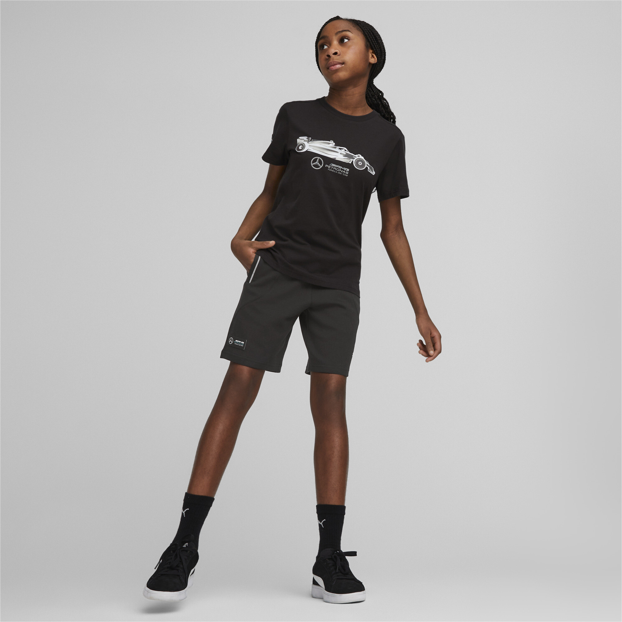 Puma Mercedes-AMG Petronas Motorsport Formula 1Â® Sweat Shorts Kids, Black, Size 13-14Y, Clothing