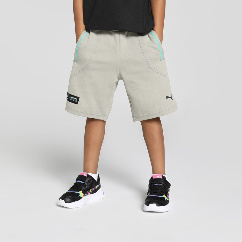 PUMA Mercedes AMG Petronas F1 Youth Regular Fit Cotton Shorts in Gray size 11-12Y