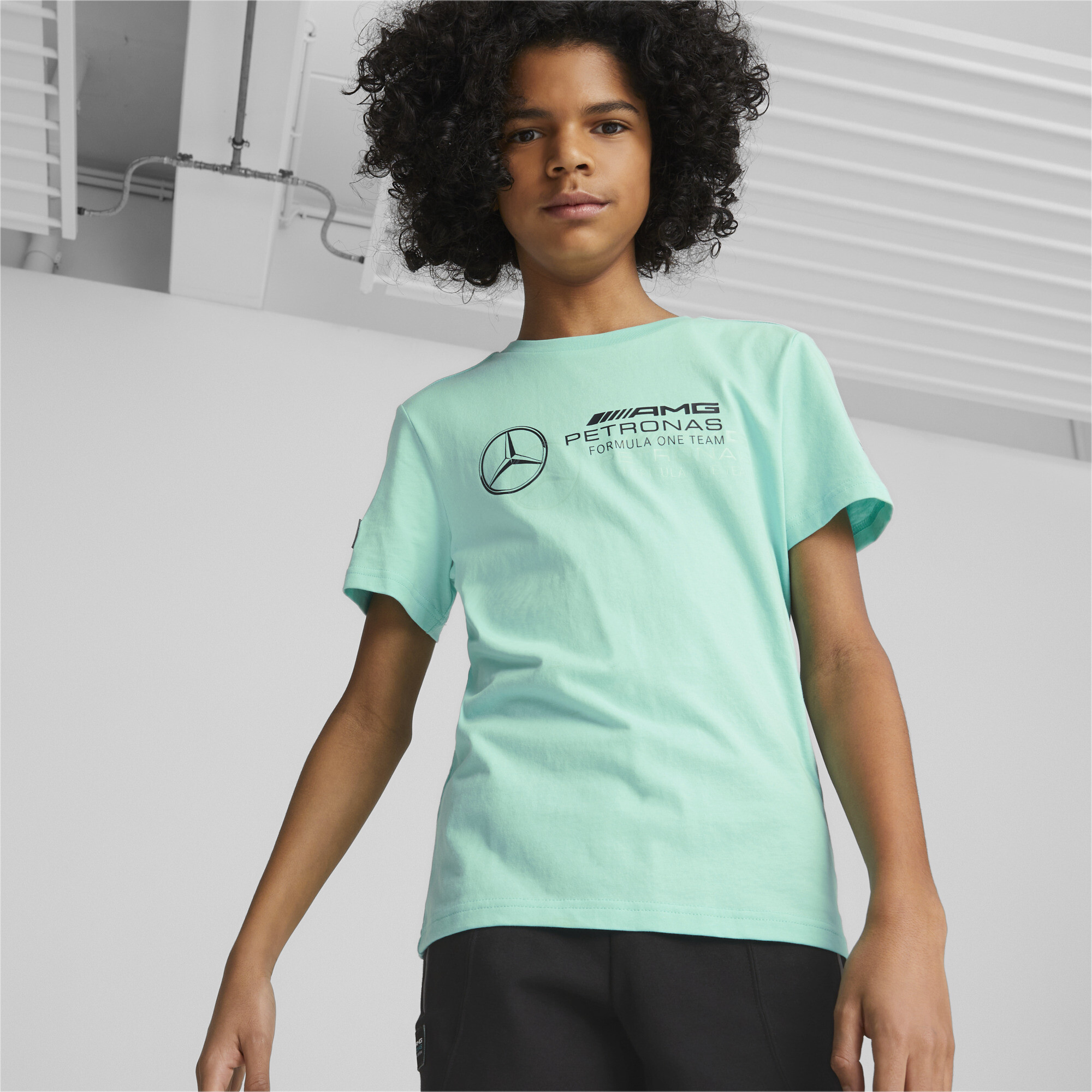 Puma Mercedes-AMG Petronas Motorsport Logo Tee Youth, Green, Size 13-14Y, Shop