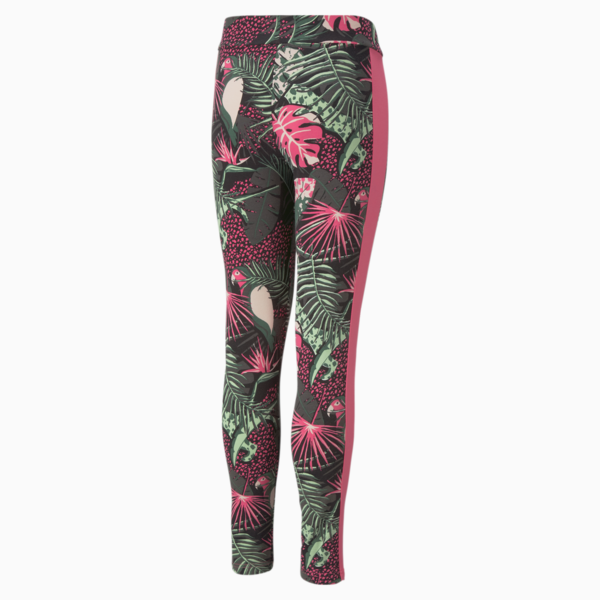 T7 Vacay Queen Printed Leggings Youth, Glowing Pink, large-ZAF