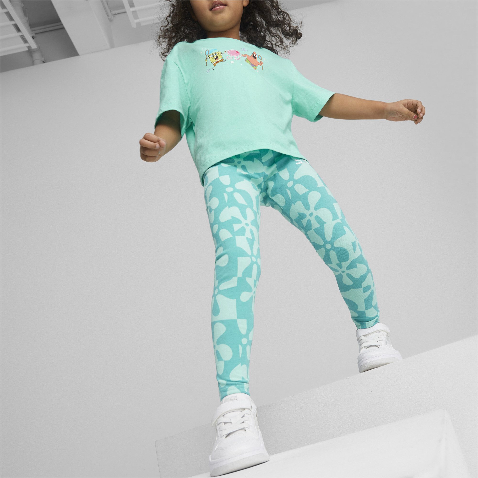 Puma X SPONGEBOB Leggings Kids, Green, Size 2-3Y, Clothing
