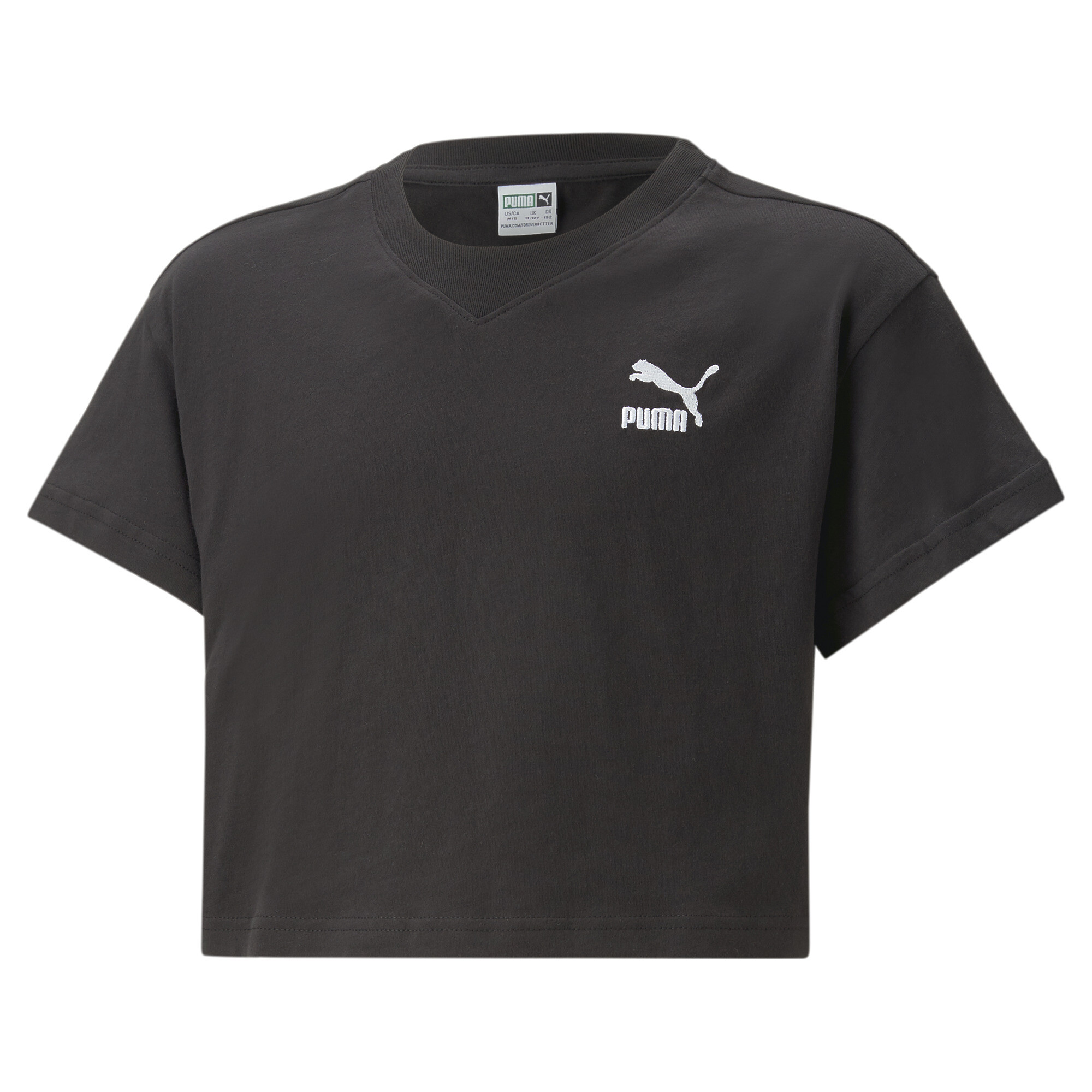 PUMA Classics T-Shirt In Black, Size 7-8 Youth