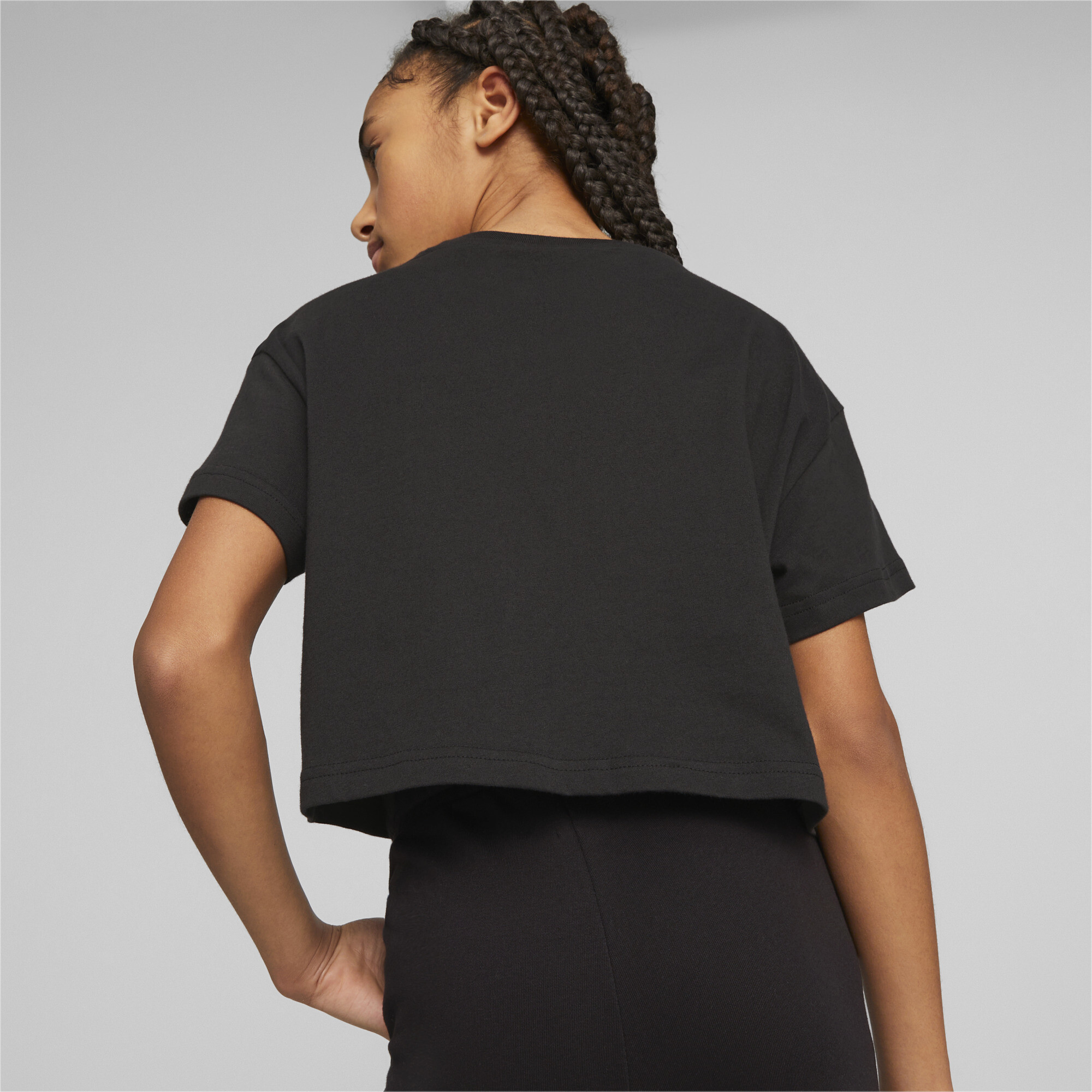 PUMA Classics T-Shirt In 10 - Black, Size 7-8 Youth