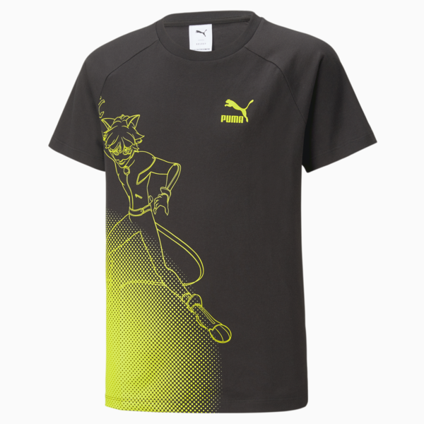 PUMA x MIRACULOUS Tee Youth, PUMA Black-Olive Oil, large-ZAF